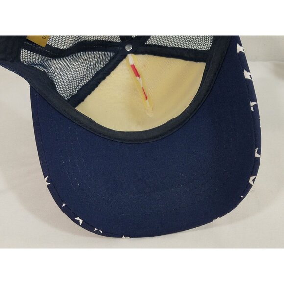 American Flag Trucker Hat Red & White Stripes Blue Star Pattern Patriotic - Picture 7 of 8